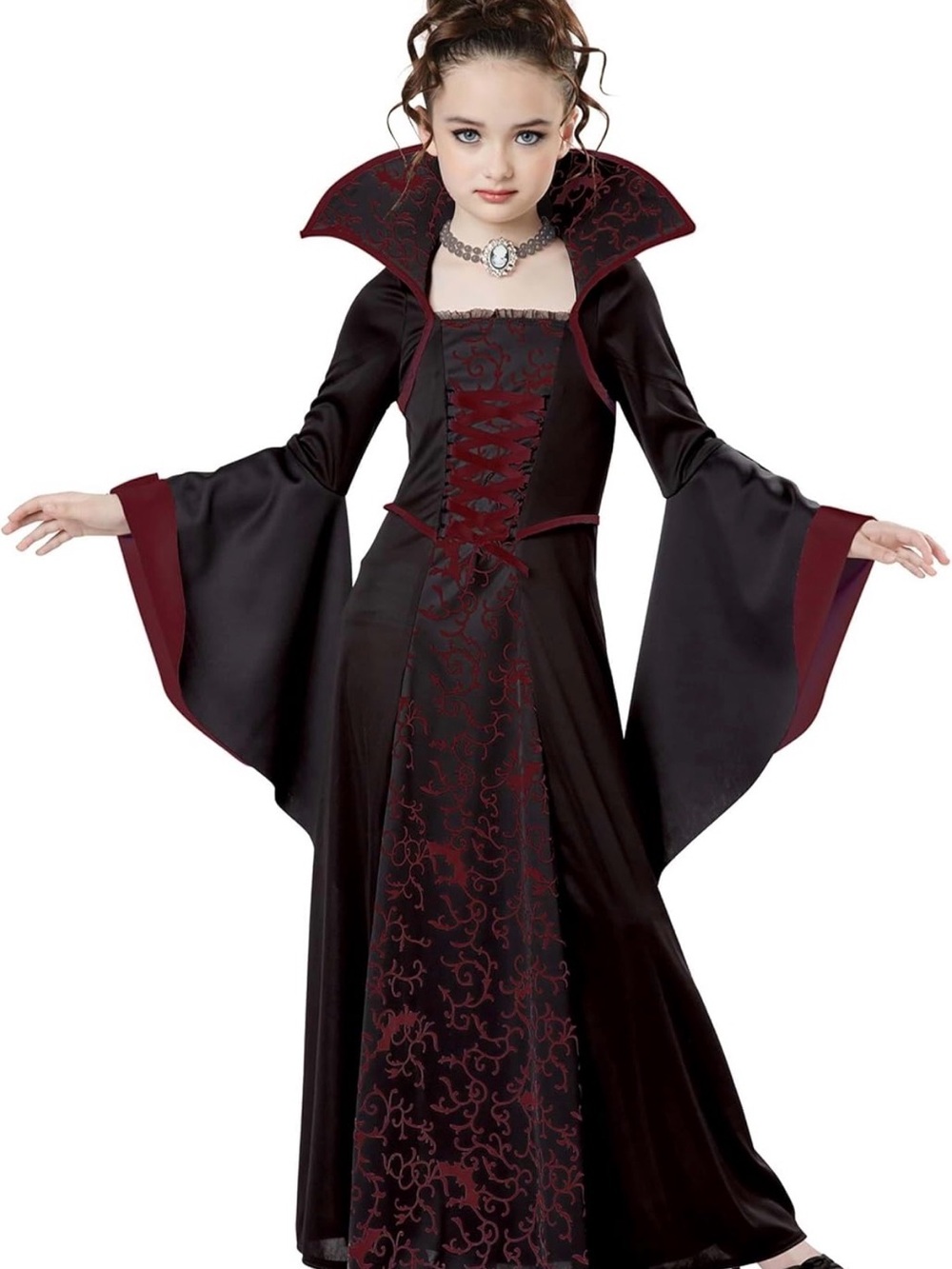 California Costumes Black Dress with Red Scroll Accents